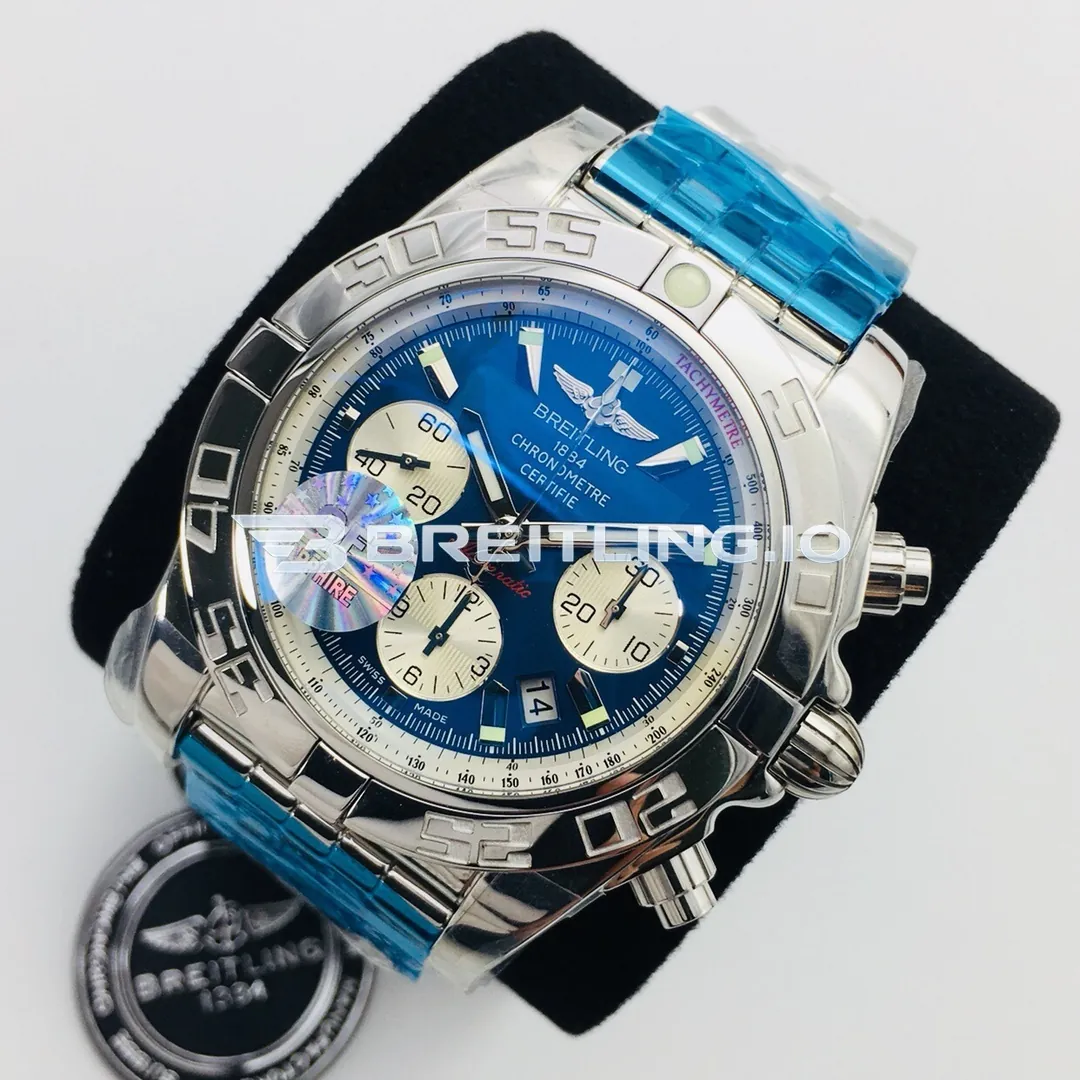 Breitling Chronomat AB011012C788 Chronograph 43mm Dark Blue Dial Stainless Steel Bracelet 7750 Automatic Super Clone Side View 2