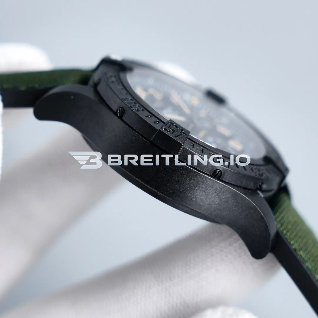 Breitling Avenger XB12101A/BF46-283S Chronograph 45mm Black Dial Breitlight Case Green Fabric Strap Automatic Replica Left View