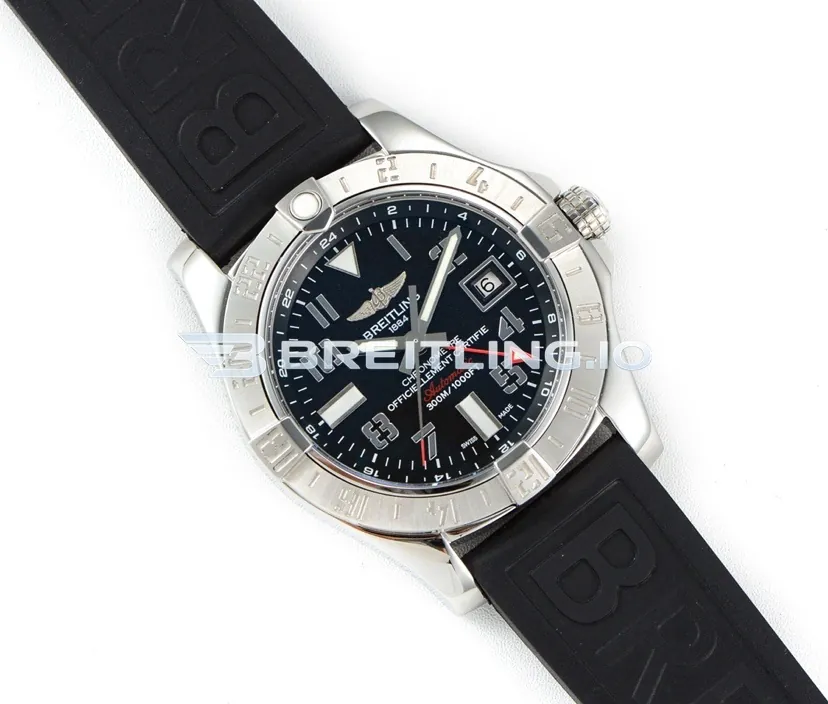 Breitling Avenger II GMT A3239011/BC34 43mm Black Dial 316L Stainless Steel Case Black Rubber Strap Super Clone Side View 1