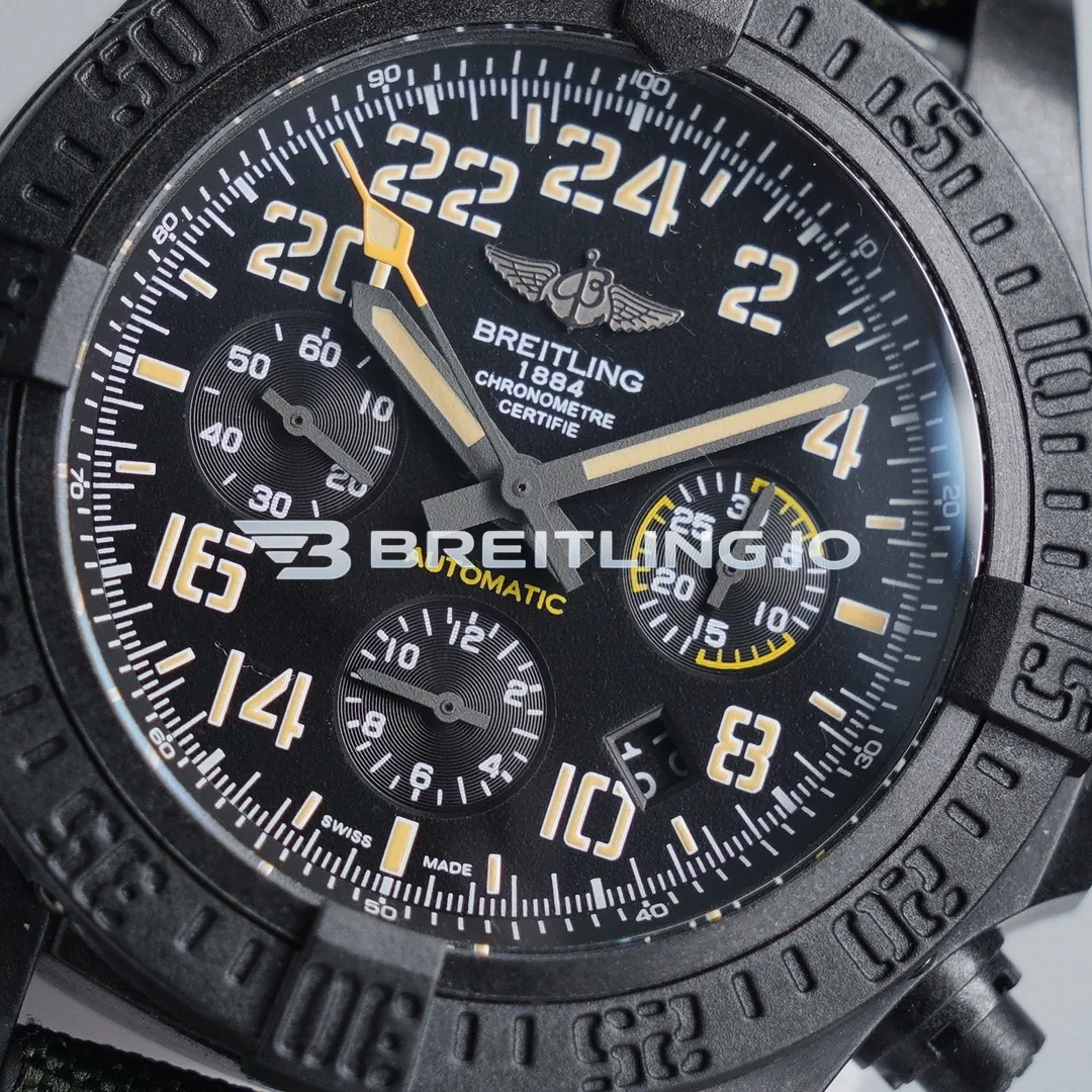 Breitling Avenger XB12101A/BF46-283S Chronograph 45mm Black Dial Breitlight Case Green Fabric Strap Automatic Replica Dial Detail 2