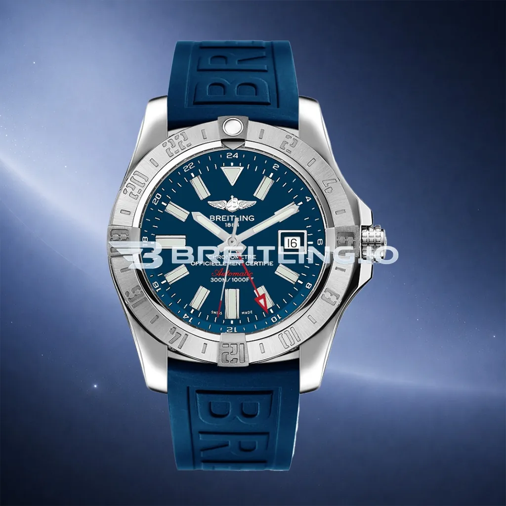 Breitling Avenger II GMT A3239011C872158S 43mm Blue Dial 316L Stainless Steel Case Blue Rubber Strap Asia 2836 Automatic Replica First Image
