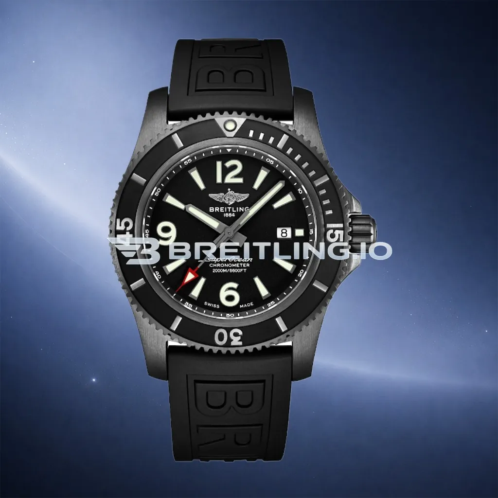 Breitling Superocean M17368B71B1S1 46mm Black Dial Black DLC-Coated Stainless Steel Case Black Rubber Strap 2824 Automatic Super Clone
