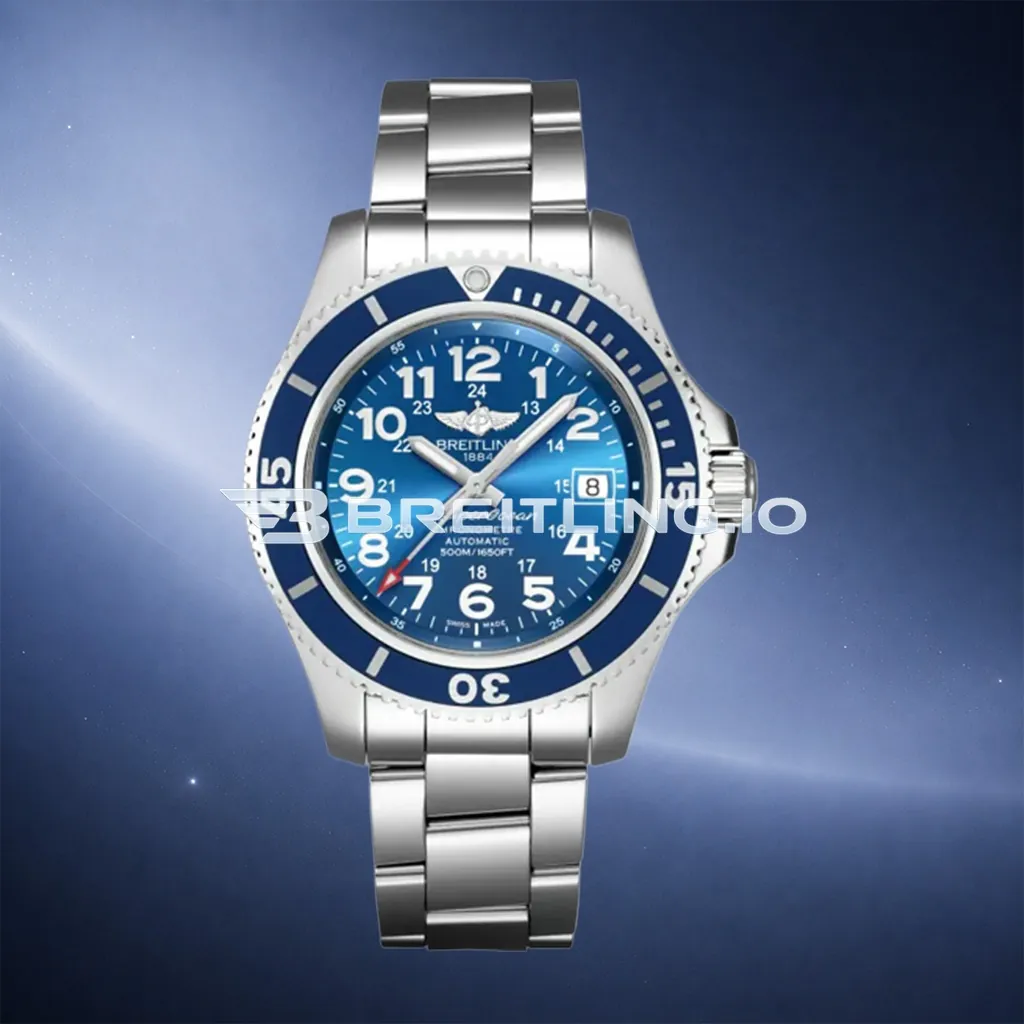 Breitling Superocean II A17392D81C1A1 44mm Blue Dial Blue Ceramic Bezel Stainless Steel Bracelet Replica First Image