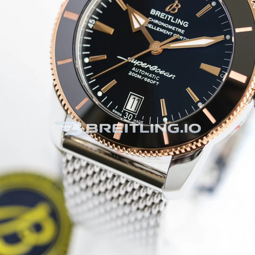 Breitling Superocean Heritage UB2010121B1A1 42mm Black Dial 18K Rose Gold Bezel Super Clone Dial Detail 3