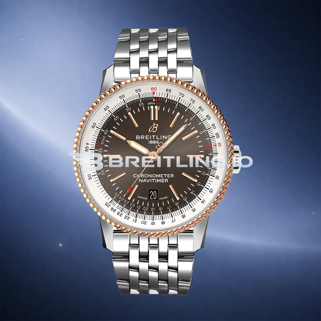 Breitling Navitimer U17326211M1A1 41mm Matte Gunmetal Dial Rose Gold Beaded Bezel Stainless Steel Bracelet Seagull 2824 Automatic Replica First Image