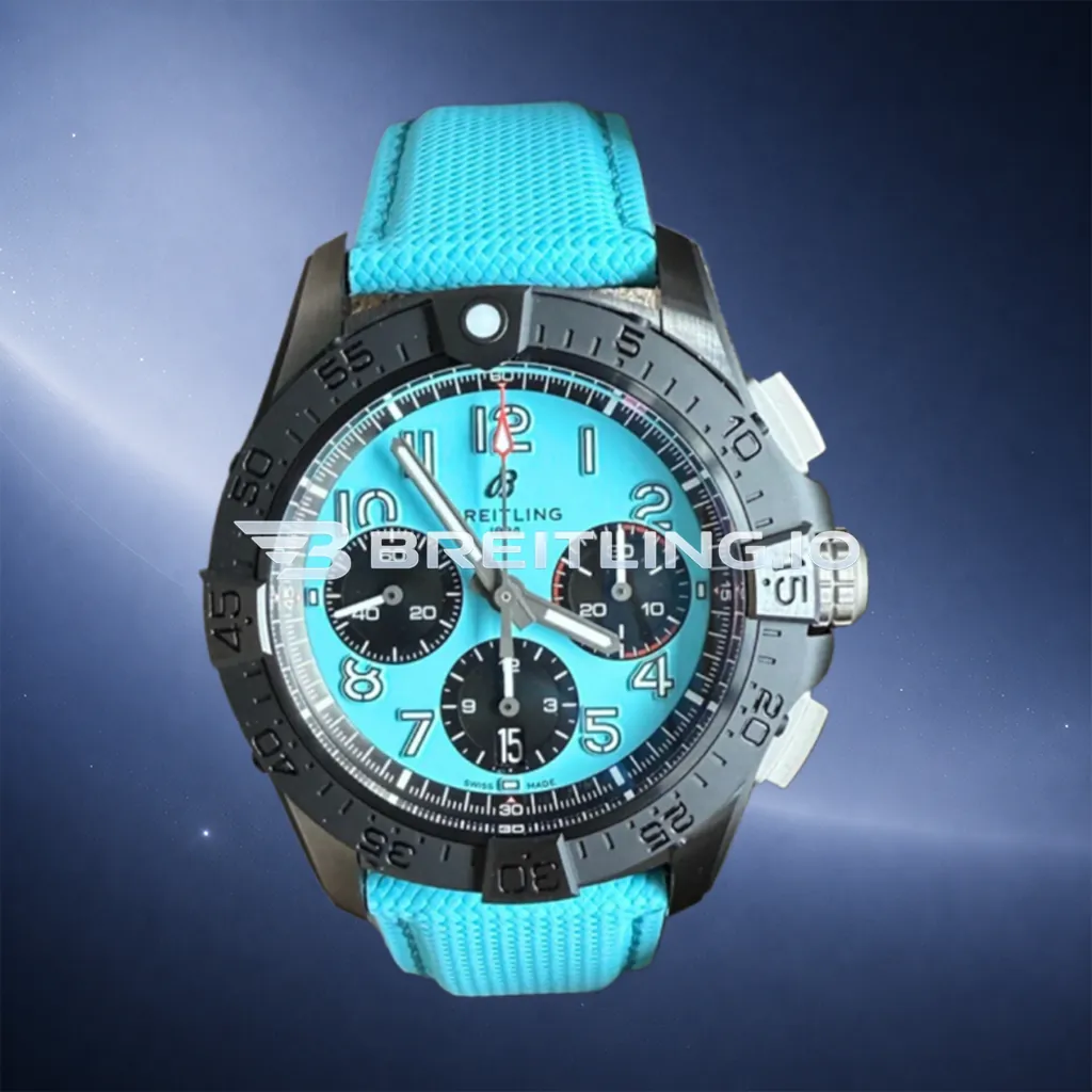 Breitling Avenger B01 SB0146101L1X1 Chronograph 44 Night Mission Turquoise Dial Black DLC Case 7750 Automatic Replica First Image