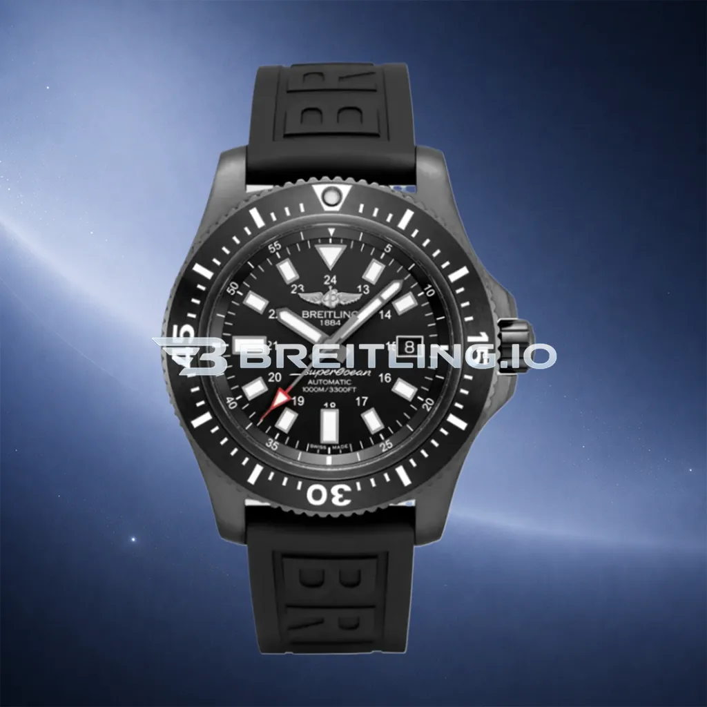 Breitling Superocean M17393131B1S1 44mm Black Dial Black PVD Coated Steel Case Black Rubber Strap 2824 Automatic Replica First Image