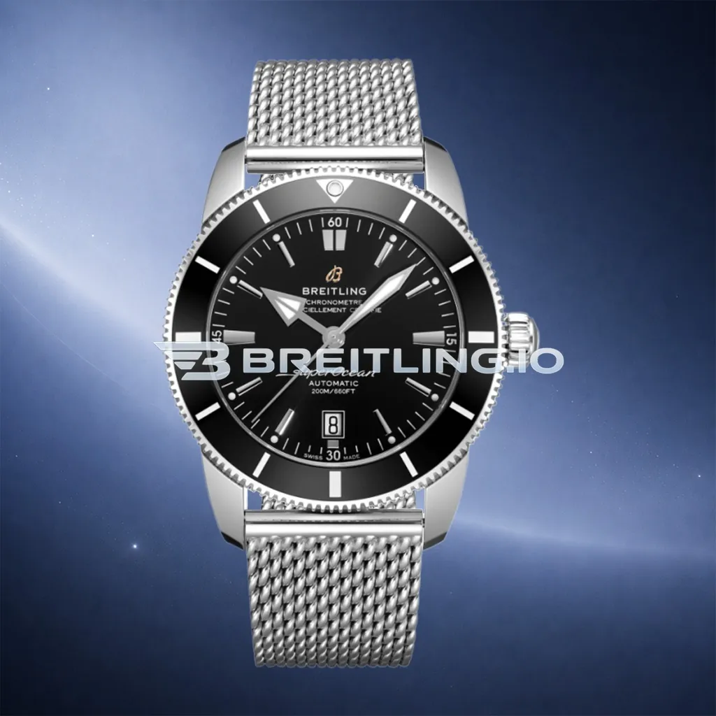 Breitling Superocean Heritage II AB2010121B1A1 42mm Black Dial Black Ceramic Bezel Stainless Steel Milanese Bracelet Super Clone First Image