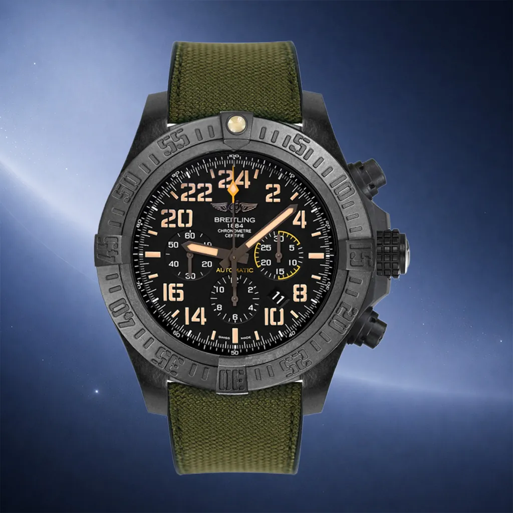 Breitling Avenger XB12101A/BF46-283S Chronograph 45mm Black Dial Breitlight Case Green Fabric Strap Automatic Replica First Image