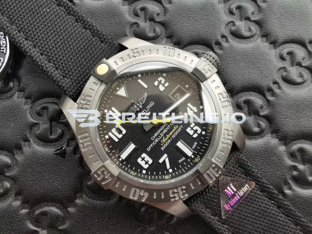 Breitling Avenger II Seawolf M17330B2.BC05 45mm Black Dial Black PVD Coated Stainless Steel Case Black Fabric Strap Super Clone Side View 1