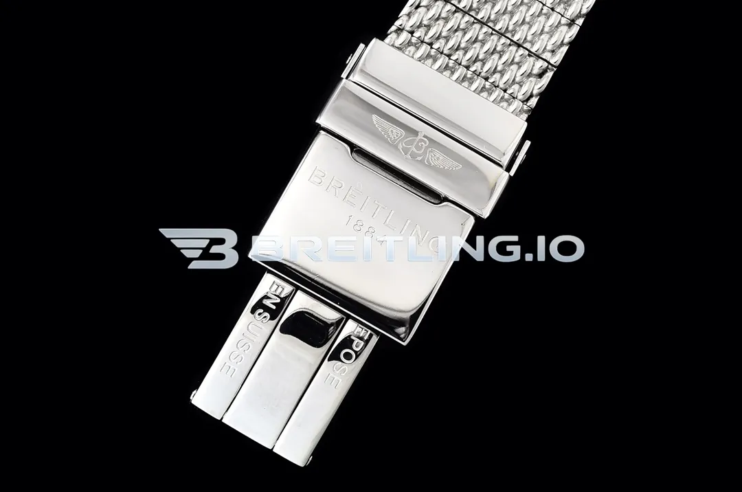 Breitling Superocean Heritage II AB201016G827154A 42mm Silver Dial Blue Ceramic Bezel Stainless Steel Milanese Bracelet Replica Clasp 1