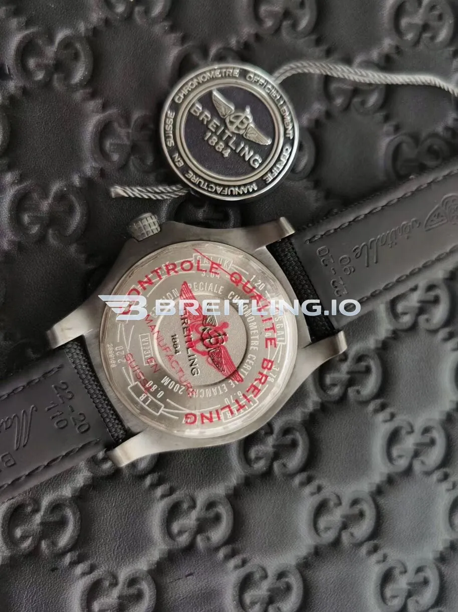 Breitling Avenger II Seawolf M17330B2.BC05 45mm Black Dial Black PVD Coated Stainless Steel Case Black Fabric Strap Super Clone Back View 1