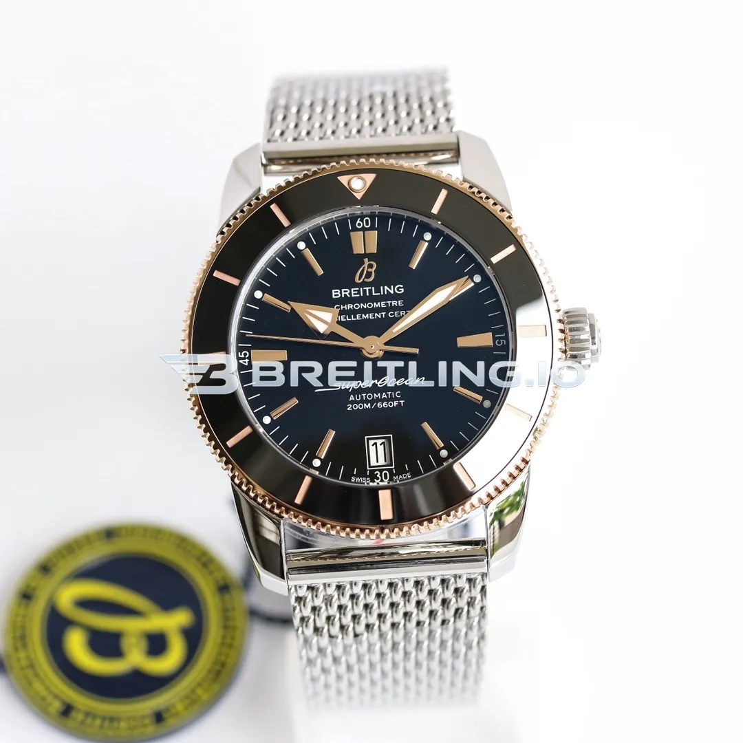 Breitling Superocean Heritage UB2010121B1A1 42mm Black Dial 18K Rose Gold Bezel Super Clone Front View