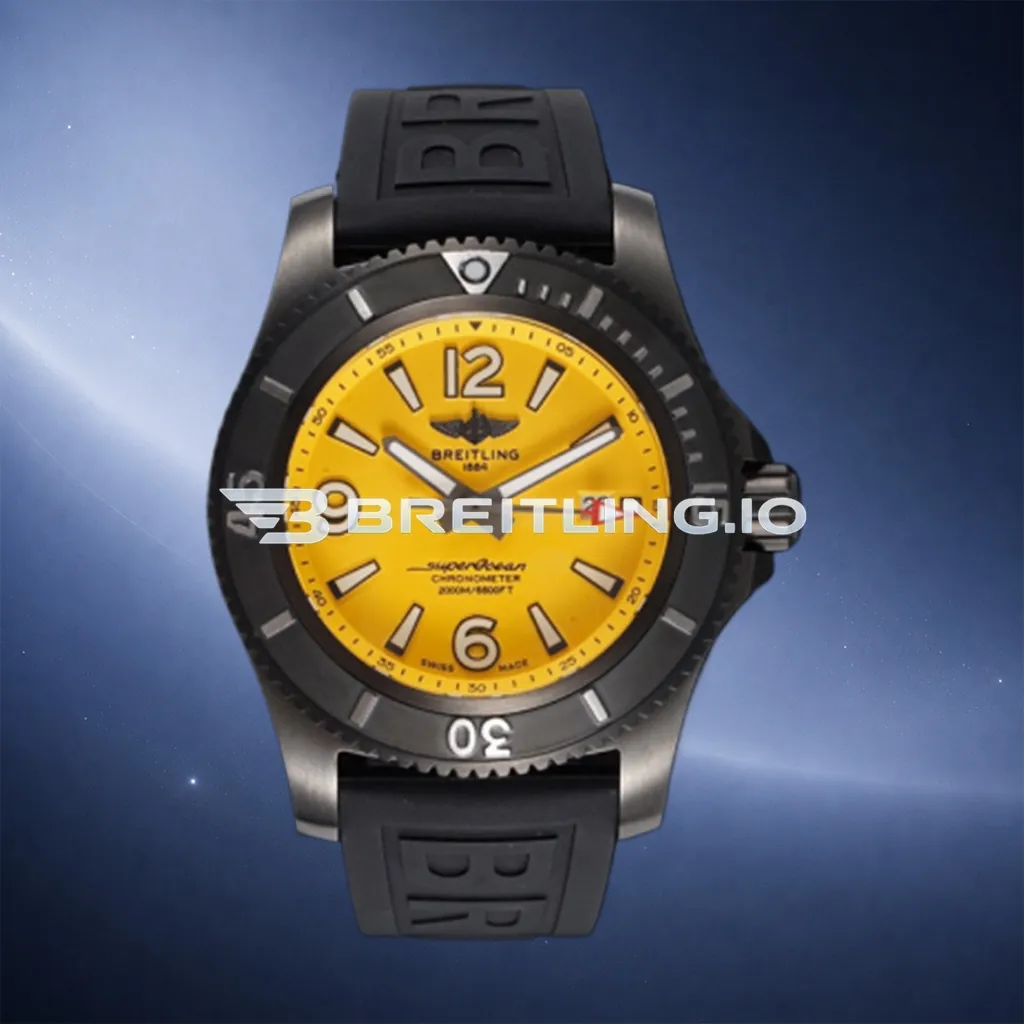 Breitling Superocean M17368D71I1S2 46mm Yellow Dial Black DLC-Coated Stainless Steel Case 2824 Automatic Replica First Image