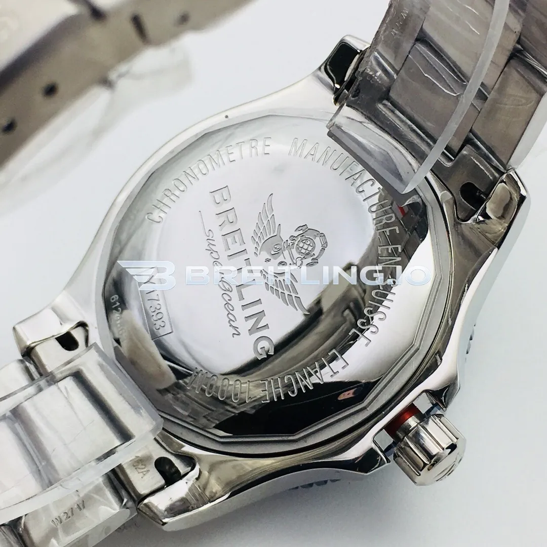 Breitling Superocean II A17392D81C1A1 44mm Blue Dial Blue Ceramic Bezel Stainless Steel Bracelet Replica Back View