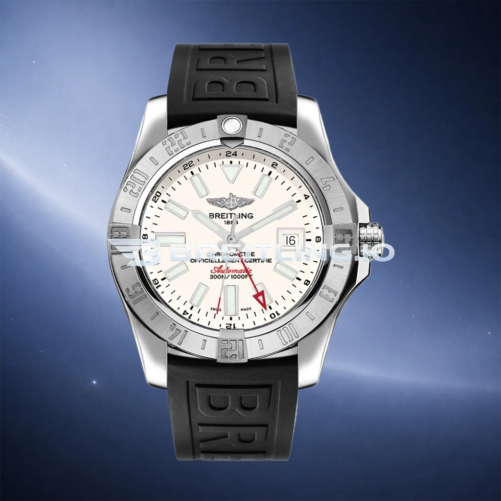 Breitling Avenger II GMT A3239011/G778 43mm White Dial 316L Stainless Steel Case Black Rubber Strap Replica First Image
