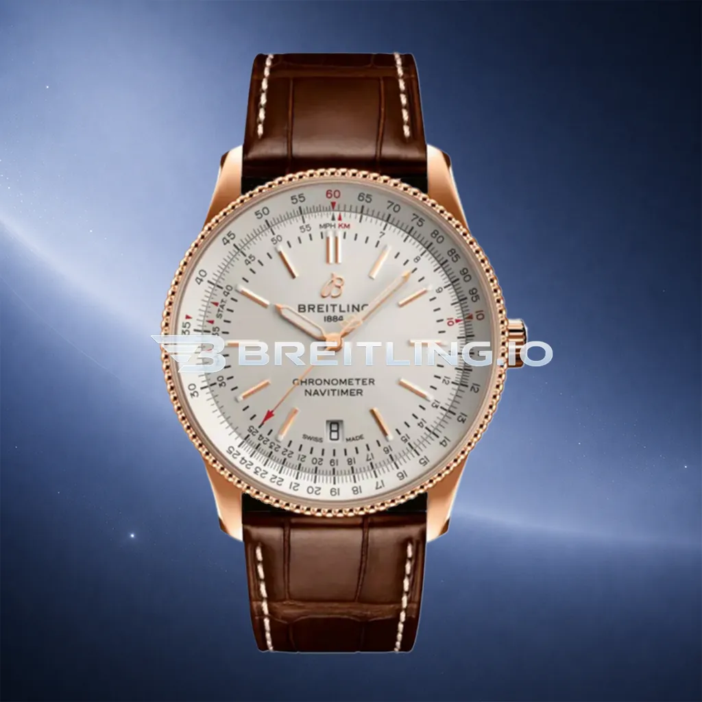 Breitling Navitimer R17326211G1P1 41mm White Dial Rose Gold Knurled Bezel 2824 Movement Replica First Image