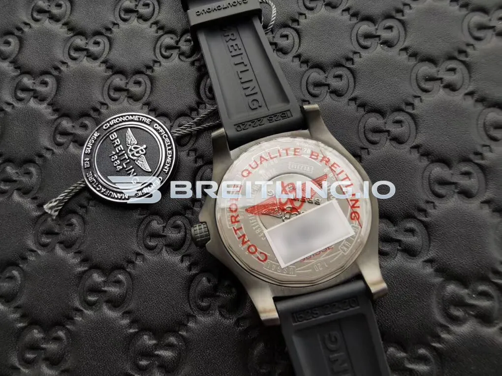 Breitling Avenger V1731110BD74 44mm Black Dial Matte Black Titanium Case Black Rubber Strap Super Clone Back View 2