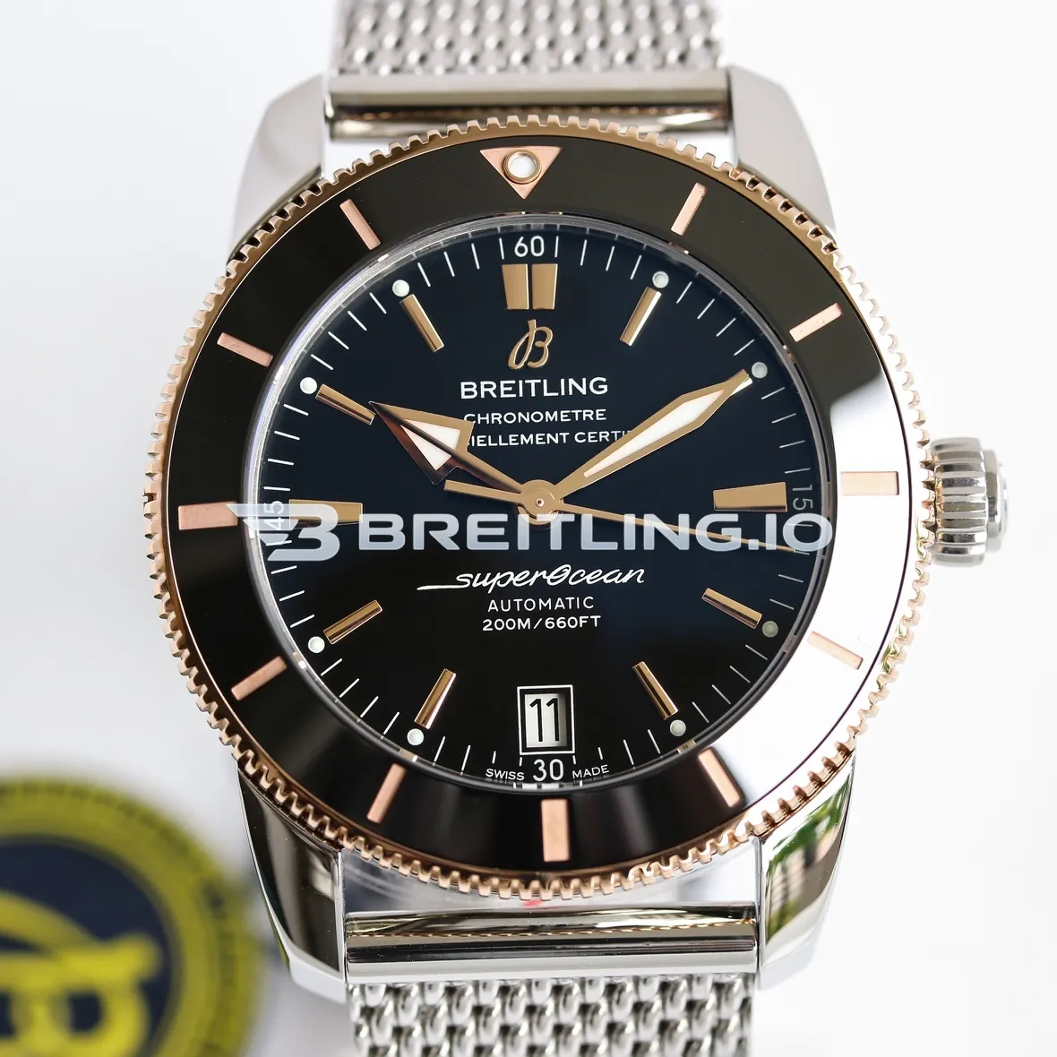 Breitling Superocean Heritage UB2010121B1A1 42mm Black Dial 18K Rose Gold Bezel Super Clone Dial Detail 1