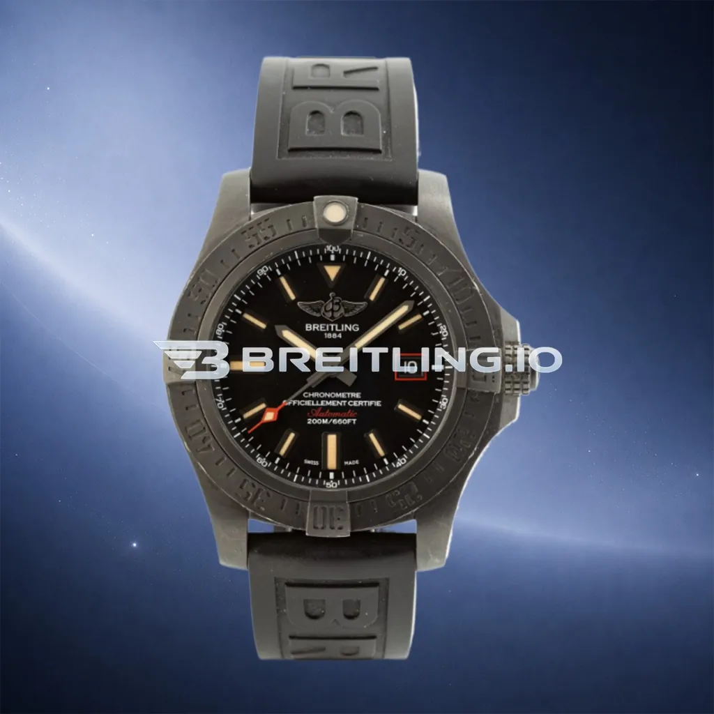 Breitling Avenger V1731110BD74 44mm Black Dial Matte Black Titanium Case Black Rubber Strap Super Clone First Image