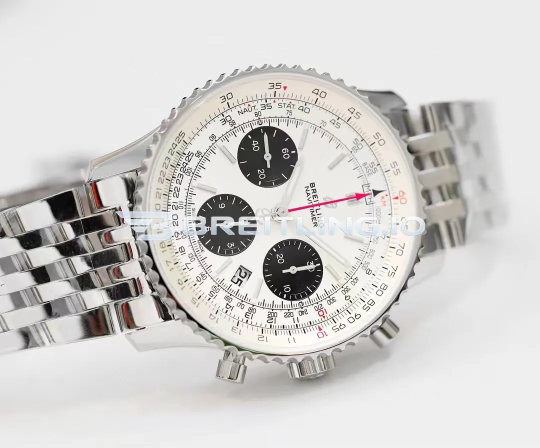 Breitling Navitimer B01 Chronograph 43 AB0121211G1A1 Cream Dial Stainless Steel Bidirectional Ratchet Rotating Bezel Replica Dial Detail 1
