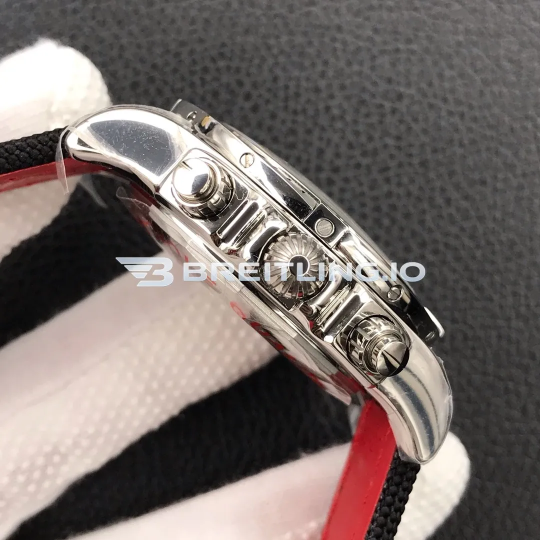 Breitling Chronomat AB01154GG786101W Chronograph 44mm Sierra Silver Dial Polished Stainless Steel Case Black Fabric Strap Replica Right View