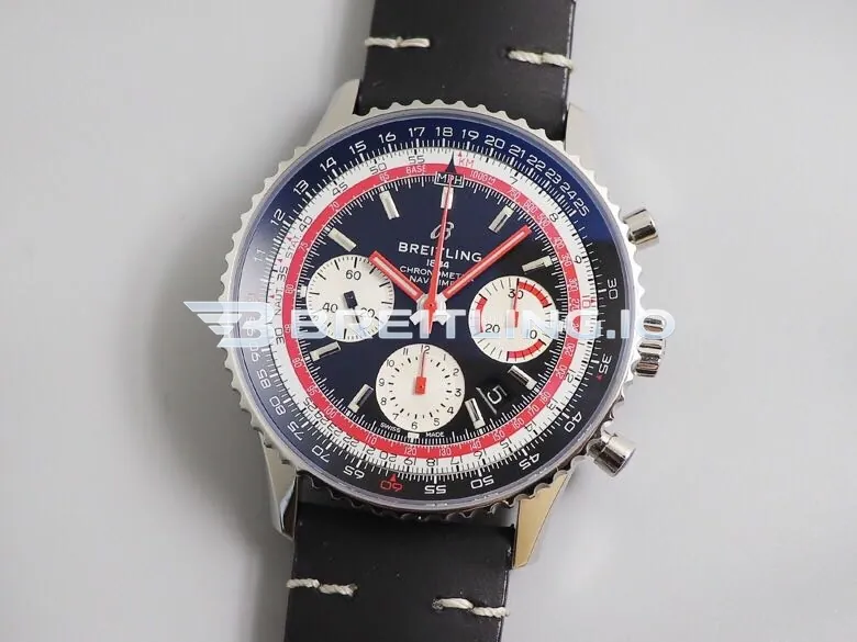 Breitling Navitimer B01 Chronograph 43 AB01212B1C1X1 Blue Dial Red & White Scale Pan Am Airlines Replica Side View