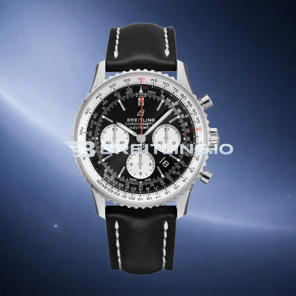 Breitling Navitimer B01 Chronograph 43 AB0121211B1X1 Black Dial Stainless Steel Bidirectional Ratchet Rotating Bezel Super Clone First Image