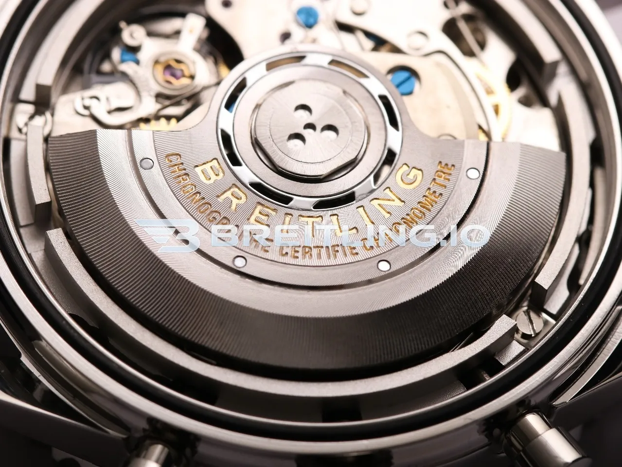 Breitling Navitimer B01 Chronograph 43 AB01212B1C1X1 Blue Dial Red & White Scale Pan Am Airlines Replica Back View Detail 2