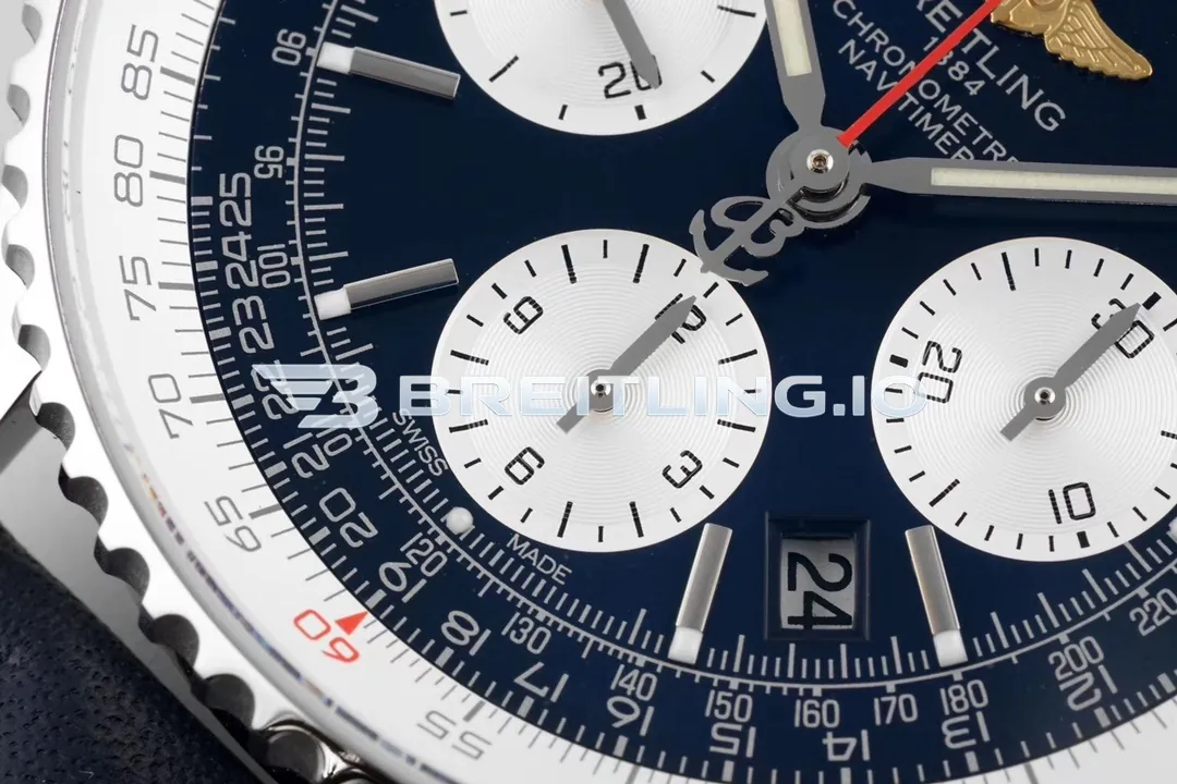 Breitling Navitimer B01 Chronograph 43 AB0121211B1X1 Black Dial Stainless Steel Bidirectional Ratchet Rotating Bezel Super Clone Dial Detail 3
