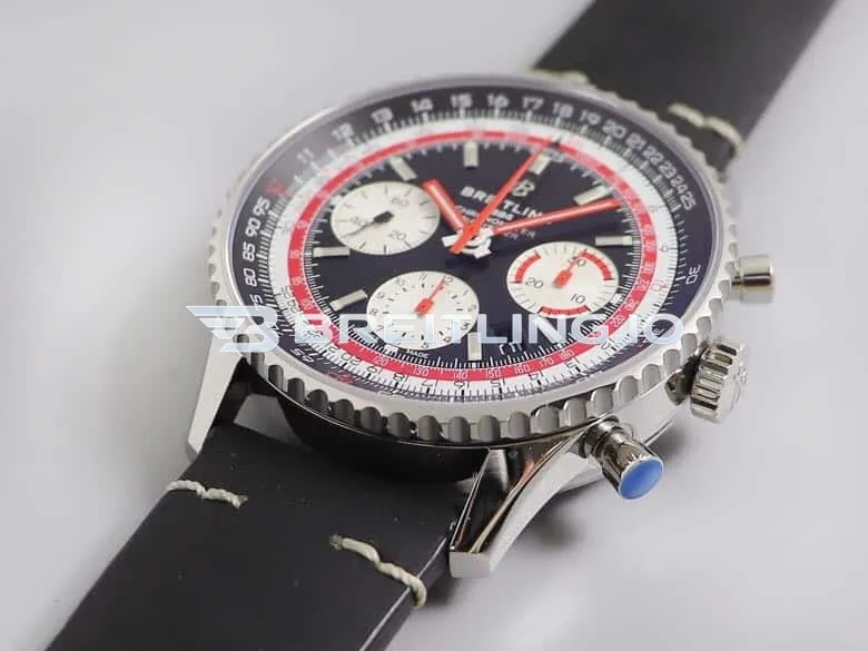 Breitling Navitimer B01 Chronograph 43 AB01212B1C1X1 Blue Dial Red & White Scale Pan Am Airlines Replica Dial Detail 3