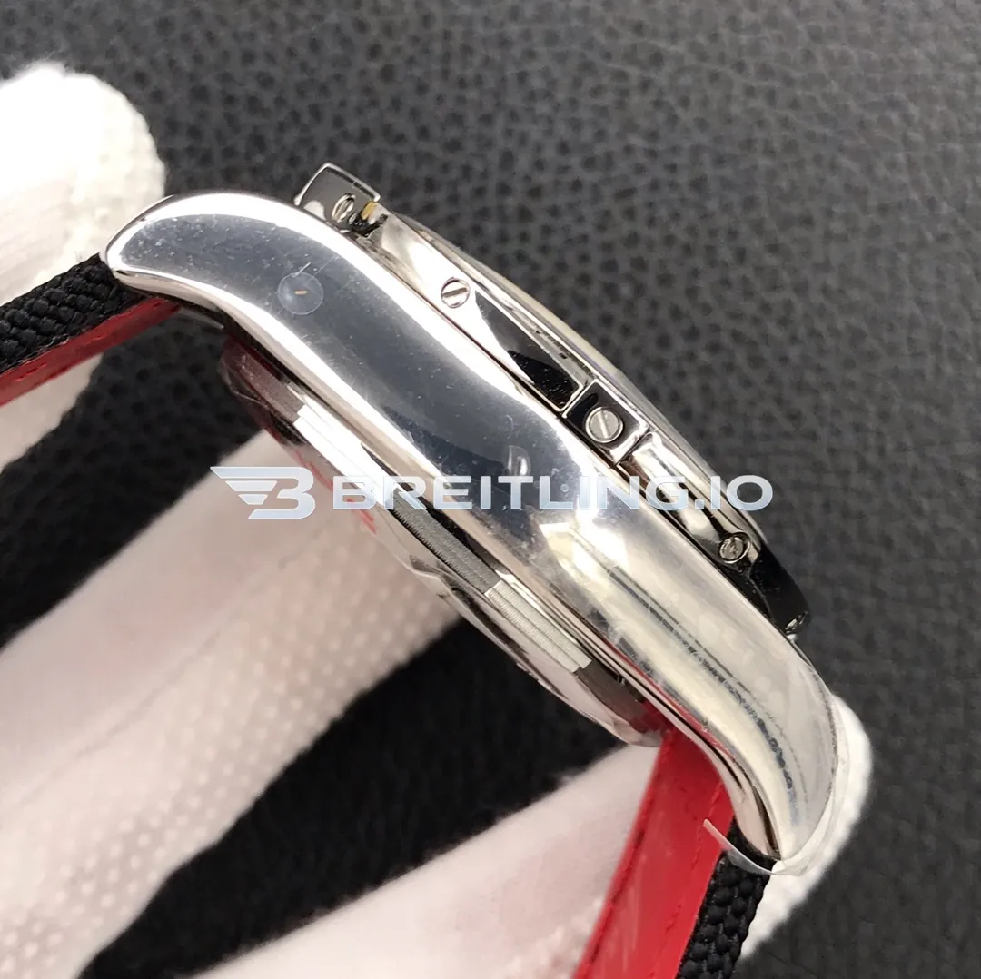 Breitling Chronomat AB01154GG786101W Chronograph 44mm Sierra Silver Dial Polished Stainless Steel Case Black Fabric Strap Replica Left View
