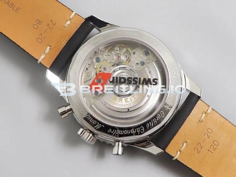 Breitling Navitimer B01 Chronograph 43 AB01212B1C1X1 Blue Dial Red & White Scale Pan Am Airlines Replica Back View
