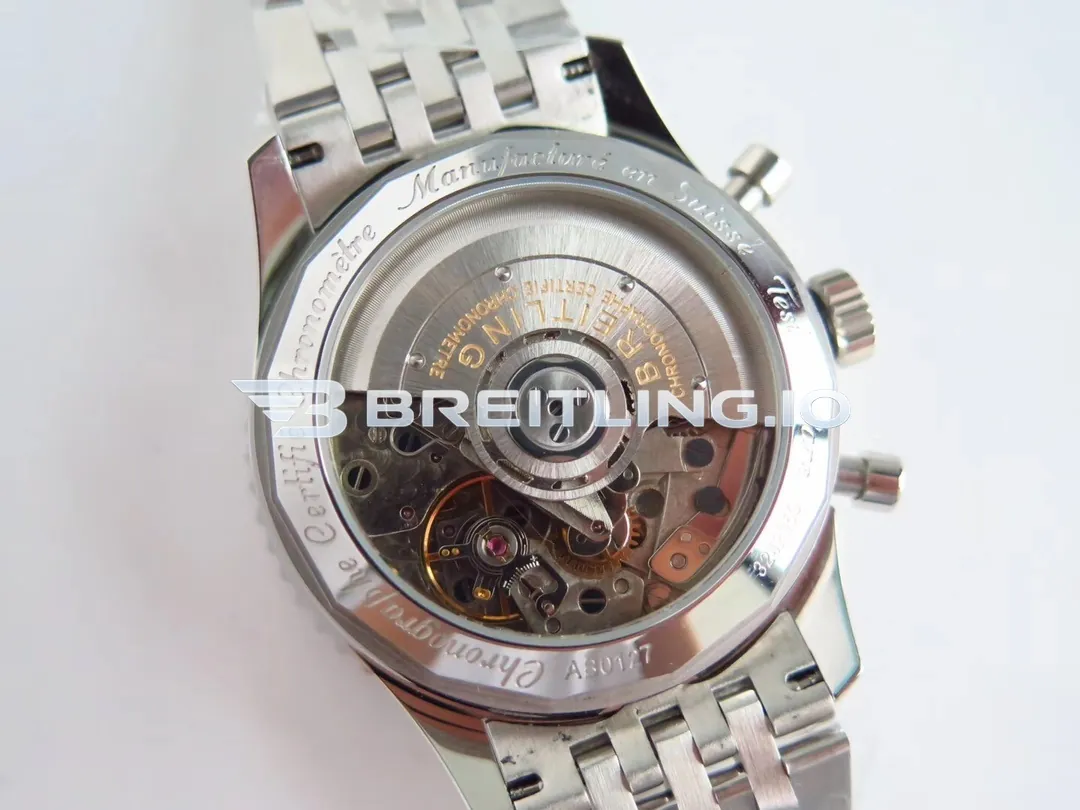Breitling Navitimer B01 Chronograph 43 AB0121211G1A1 Cream Dial Stainless Steel Bidirectional Ratchet Rotating Bezel Replica Back View
