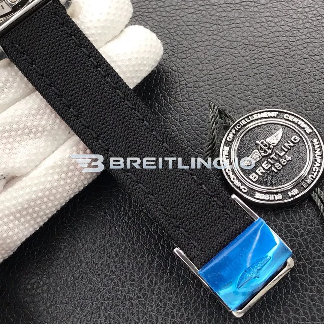 Breitling Chronomat AB01154GG786101W Chronograph 44mm Sierra Silver Dial Polished Stainless Steel Case Black Fabric Strap Replica Clasp