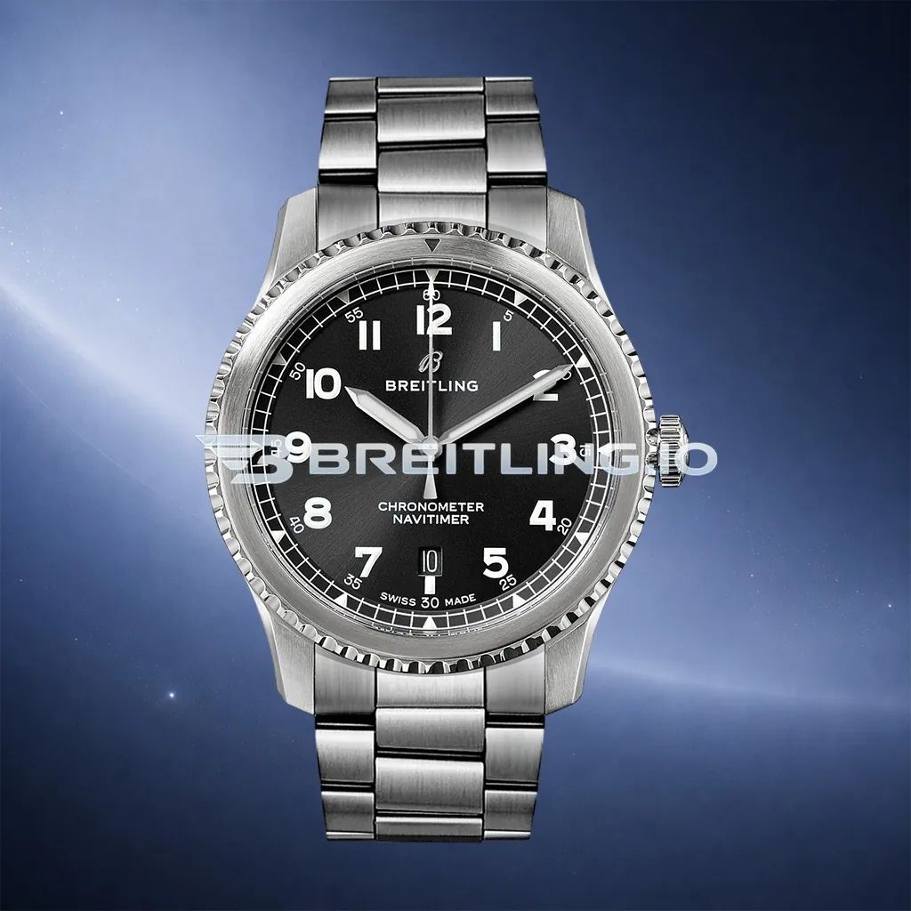 Luxury Breitling Navitimer A17314101B1A1 Replica 41mm Black Dial Watch with 904L Stainless Steel Case Swiss Movement First Image