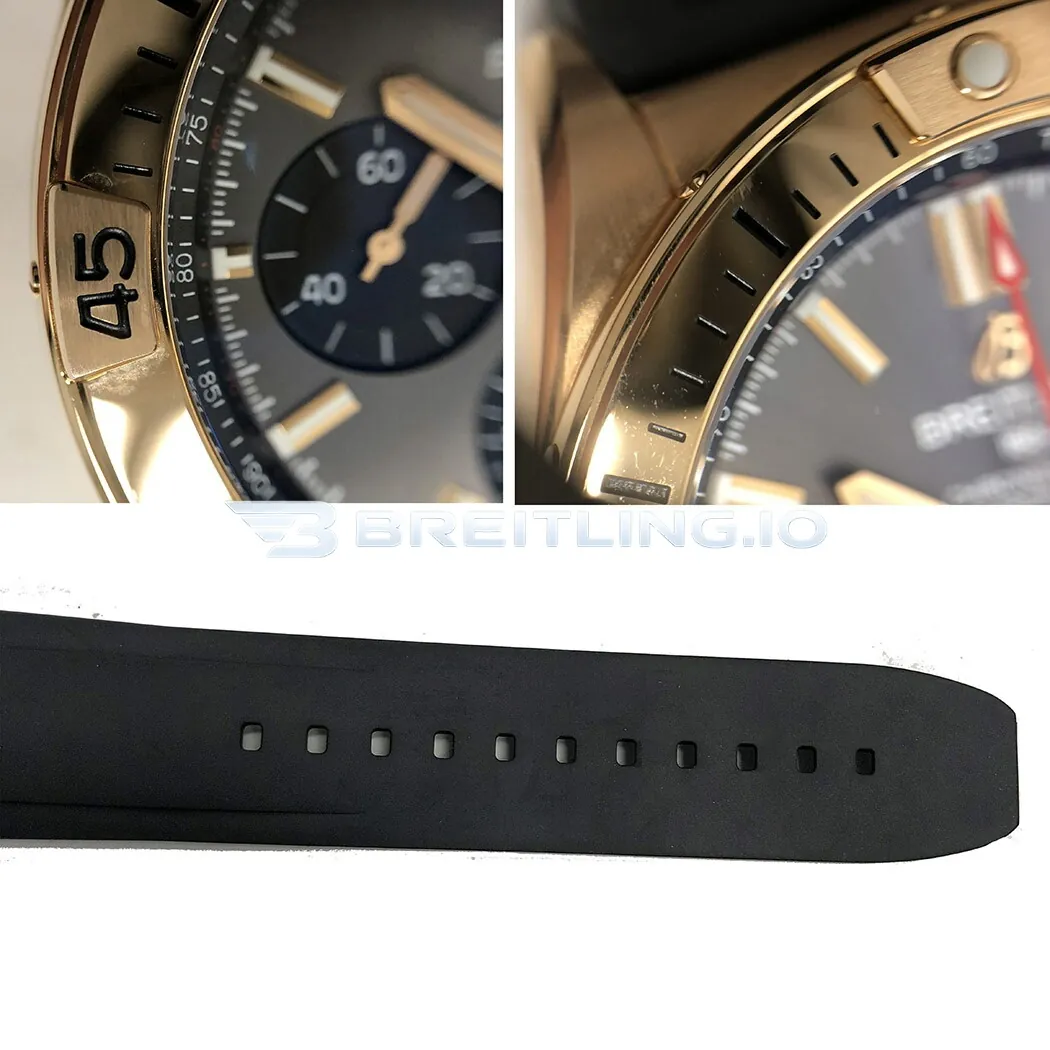 Luxury Breitling Chronomat B01 RB0134101B1S1 Replica 42mm Anthracite Dial 1:1 Clone Watch – Gold Plated Case Rubber Strap Dial Detail 4