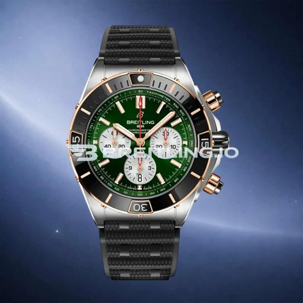 Swiss Breitling Chronomat UB0136251L1S1 Replica 44mm Chronograph With Green Dial And Black Rubber Strap First Image