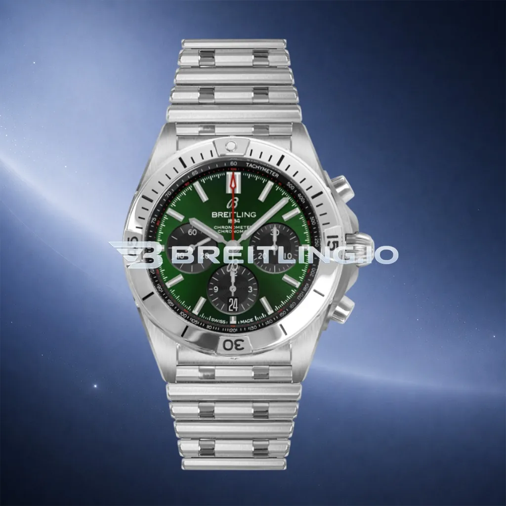 Breitling Chronomat B01 AB0134101L1A1 Replica Green Dial 42mm Swiss Movement Chronograph with 904L Steel Case First Image