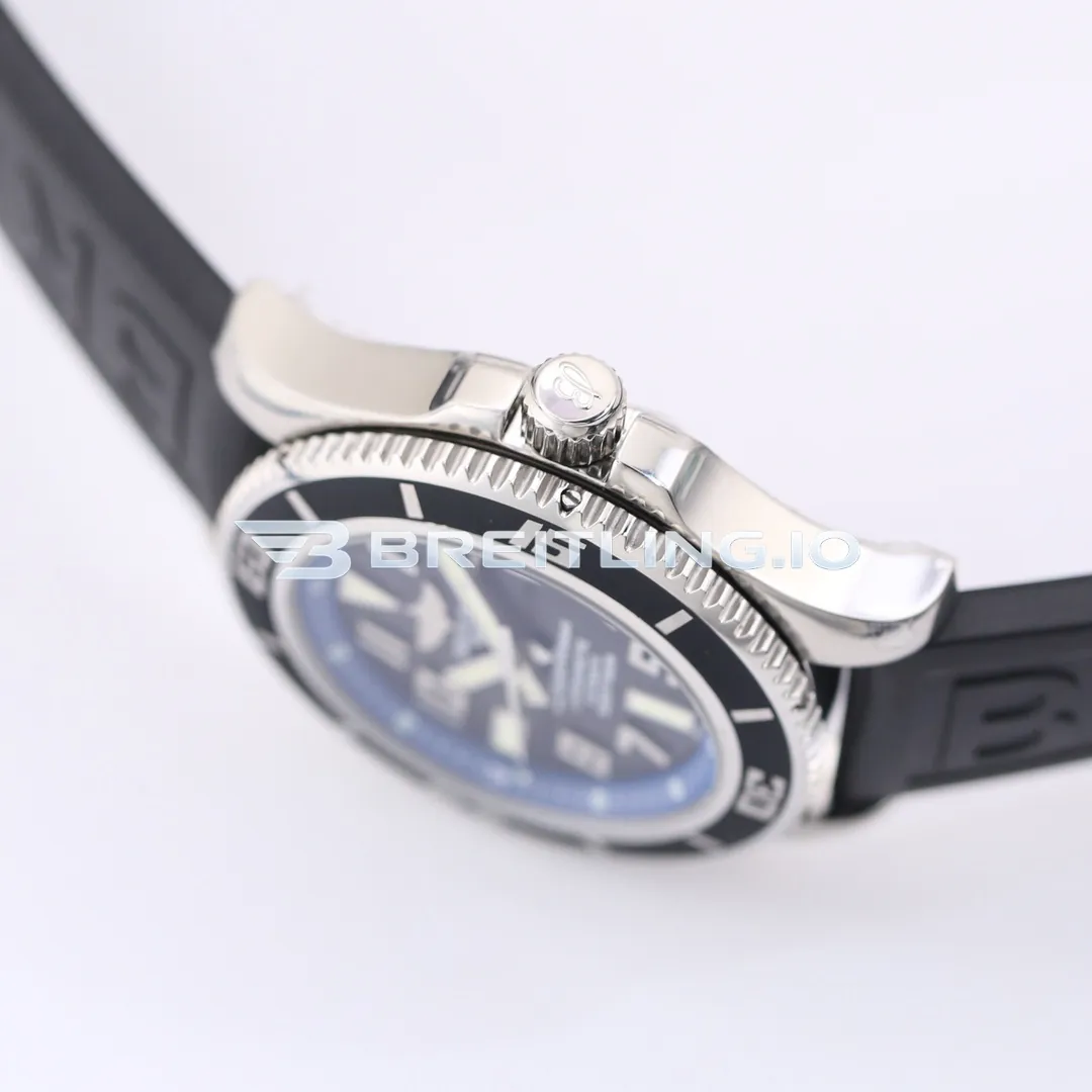 Breitling Superocean A1736402BA30 42mm Black Dial Deep Blue Inner Bezel Polished Stainless Steel Case Black Rubber Strap Replica Right View
