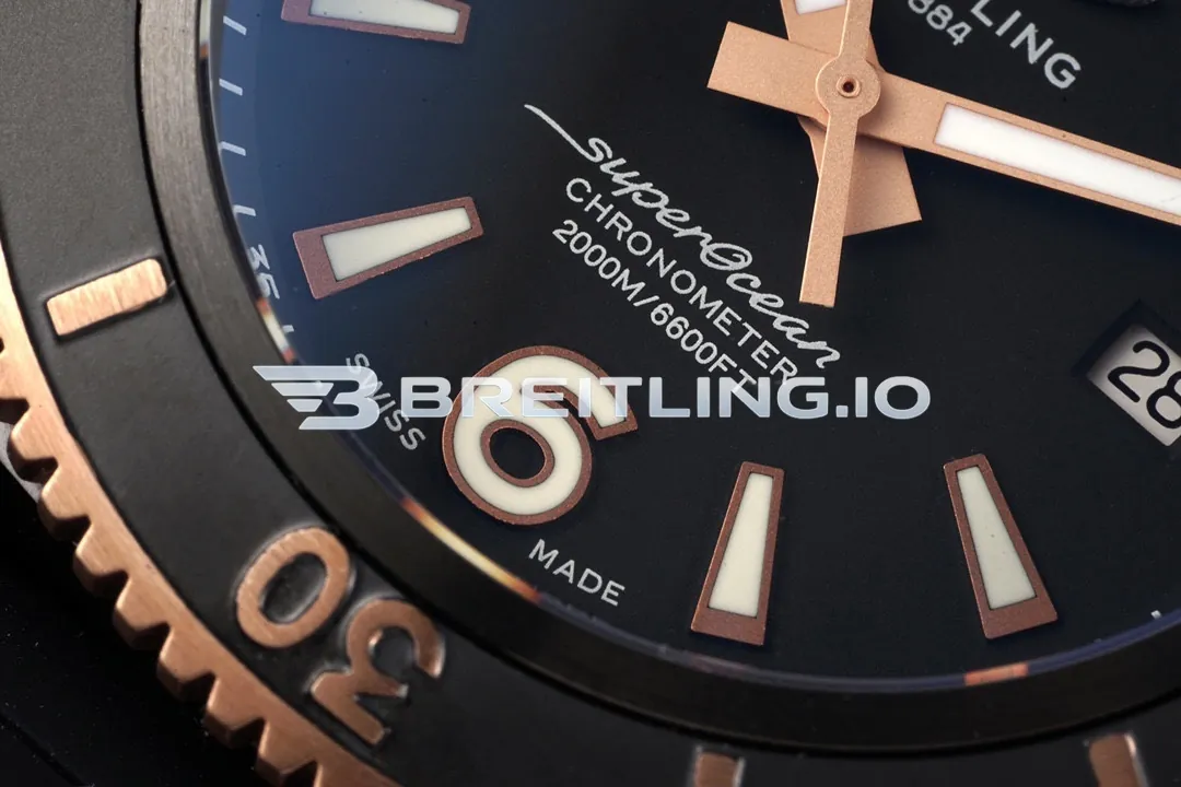 Breitling Superocean U17368221B1S1 46mm Black Dial Black DLC Coated 18K Rose Gold Stainless Steel Case Replica Dial Detail 3