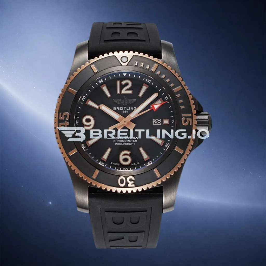 Breitling Superocean U17368221B1S1 46mm Black Dial Black DLC Coated 18K Rose Gold Stainless Steel Case Replica First Image
