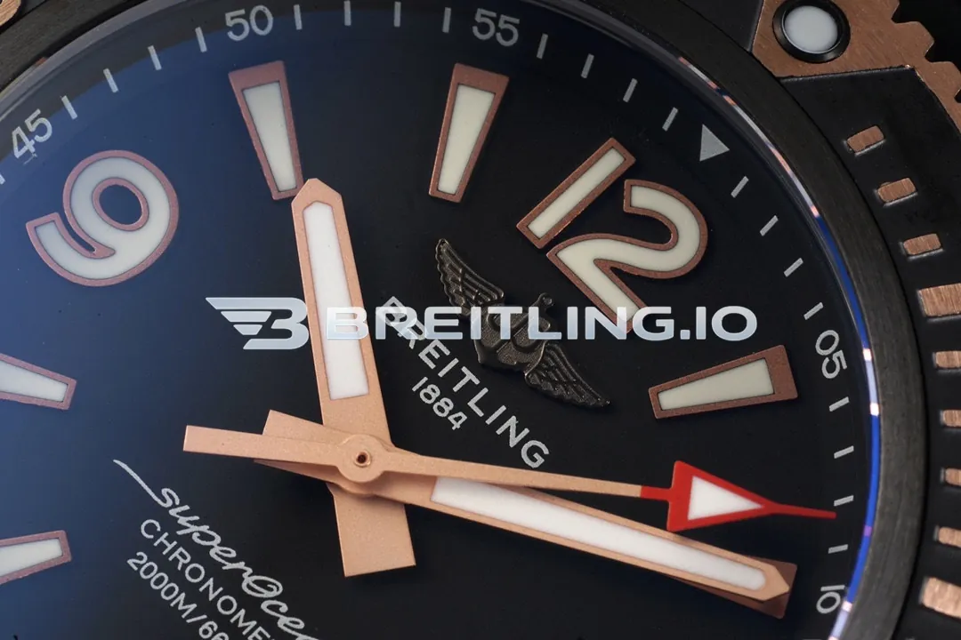 Breitling Superocean U17368221B1S1 46mm Black Dial Black DLC Coated 18K Rose Gold Stainless Steel Case Replica Dial Detail 2