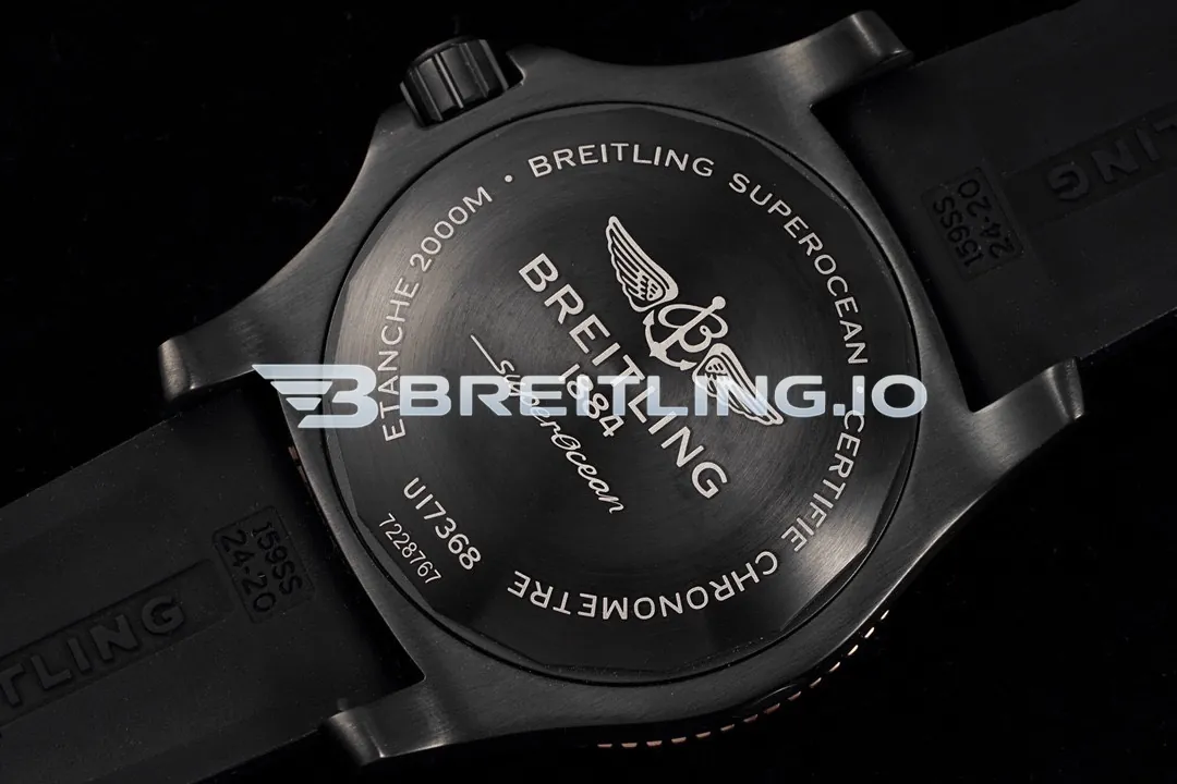Breitling Superocean U17368221B1S1 46mm Black Dial Black DLC Coated 18K Rose Gold Stainless Steel Case Replica Back View