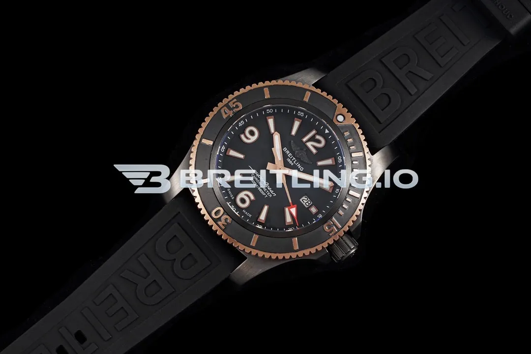 Breitling Superocean U17368221B1S1 46mm Black Dial Black DLC Coated 18K Rose Gold Stainless Steel Case Replica Side View 1
