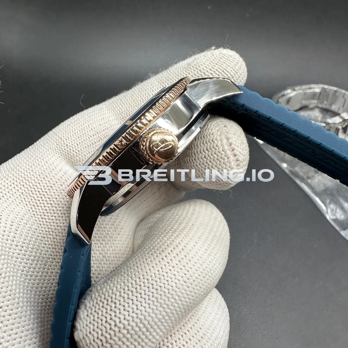 Breitling Superocean Heritage UB2010161C1S1 42mm Blue Dial Blue Ceramic 18K Rose Gold Bezel Two Tone Steel Case 2824 Automatic Replica Right View