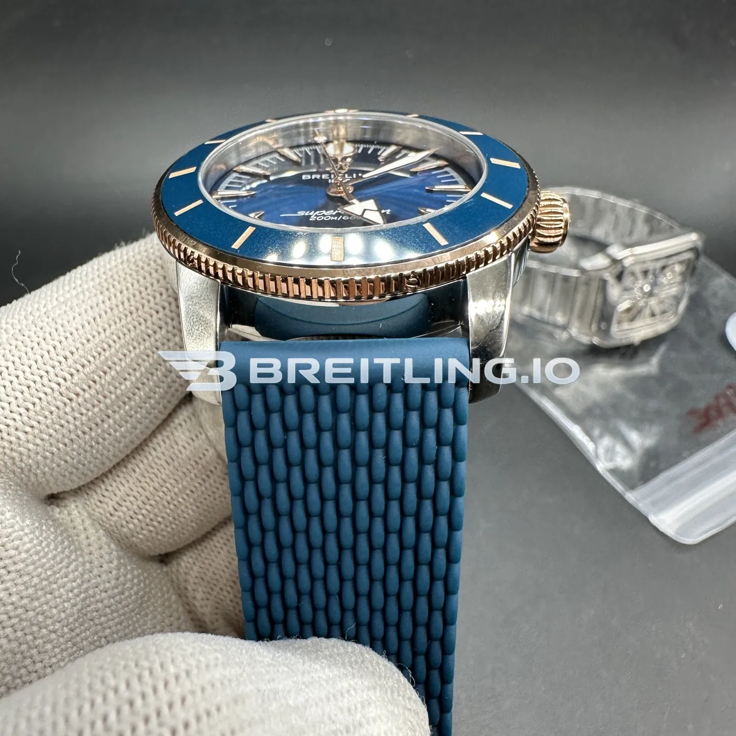 Breitling Superocean Heritage UB2010161C1S1 42mm Blue Dial Blue Ceramic 18K Rose Gold Bezel Two Tone Steel Case 2824 Automatic Replica Strap