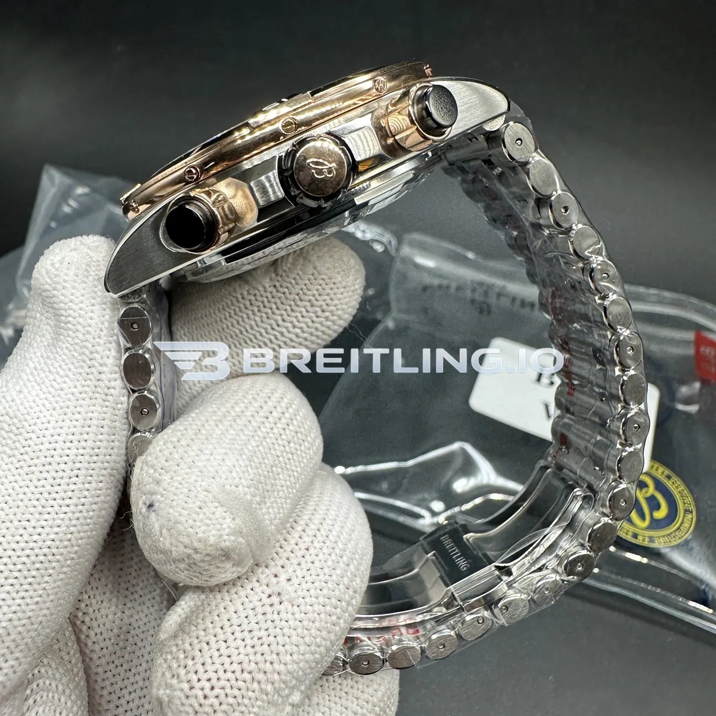 Breitling Chronomat UB0136251B1U1 44mm Black Dial Two Tone Stainless Steel 18K Rose Gold Case Automatic Replica Right View