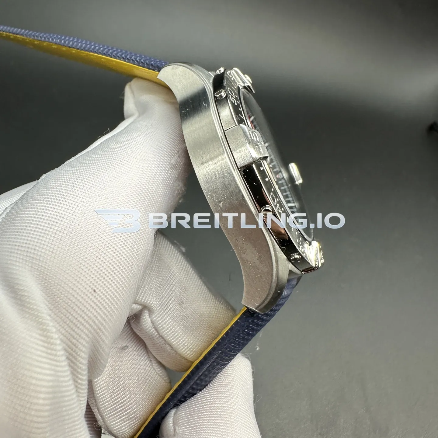 Breitling Avenger AB0146101C1X1 42mm Dark Blue Dial Brushed Stainless Steel Case Blue Fabric Strap Chronograph Replica Left View