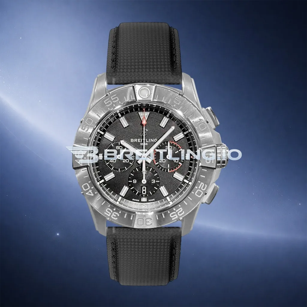 Breitling Avenger EB0148101B1X1 46mm Dark Grey/Black Dial Titanium Case Black Woven Rubber Strap Chronograph Replica First Image